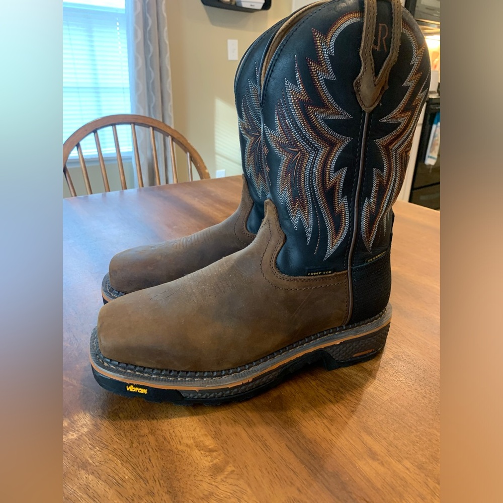 'R. Watson' Men 12" Western EH WP Comp Toe - Peanut / Black Boots